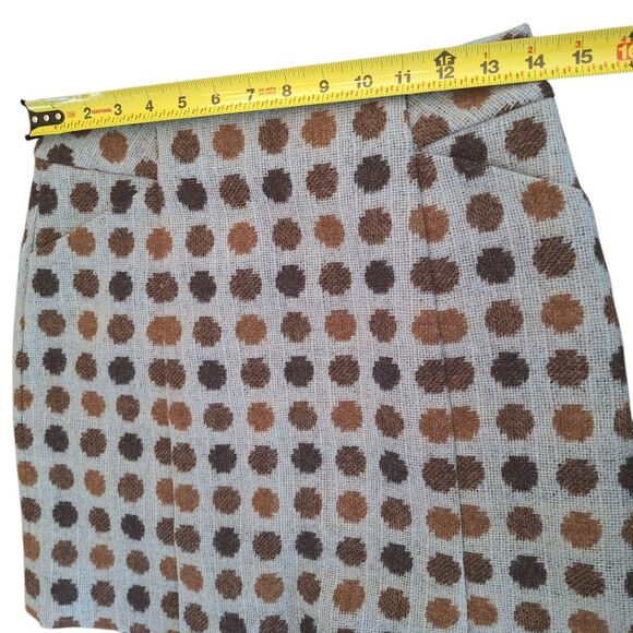 Boden British Tweed by Moon Blue Brown Wool Skirt UK8S US4S Polka Dot Pockets - Picture 13 of 16